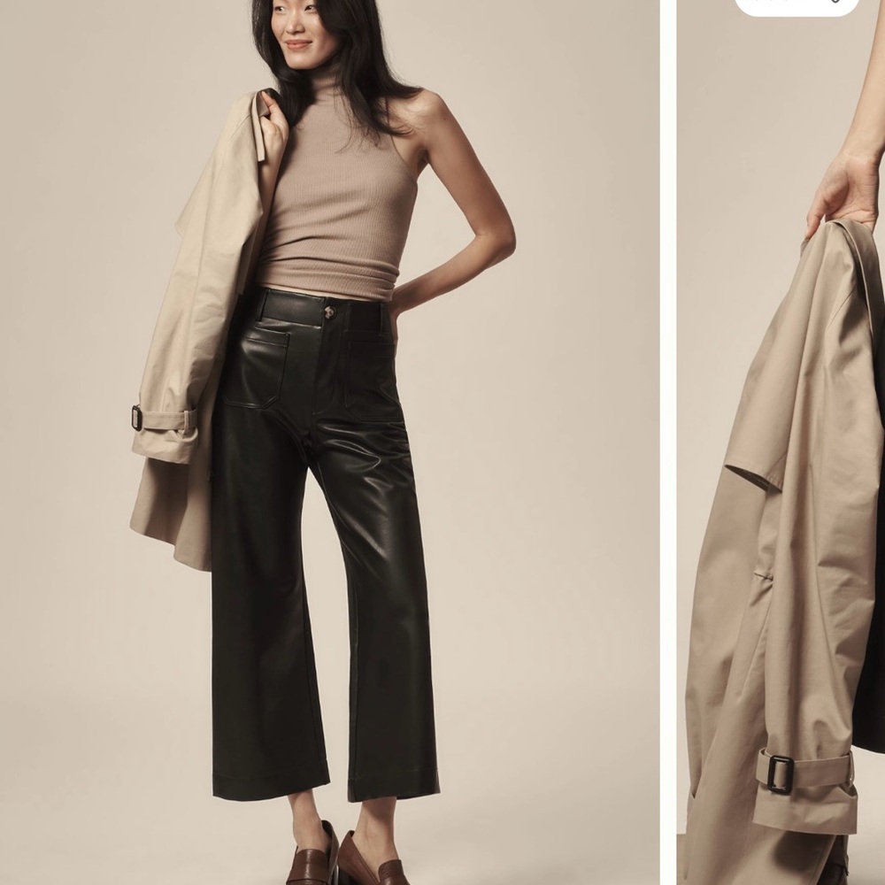 Colette wide leg cropped leather pants by Maeve (Anthropologie)